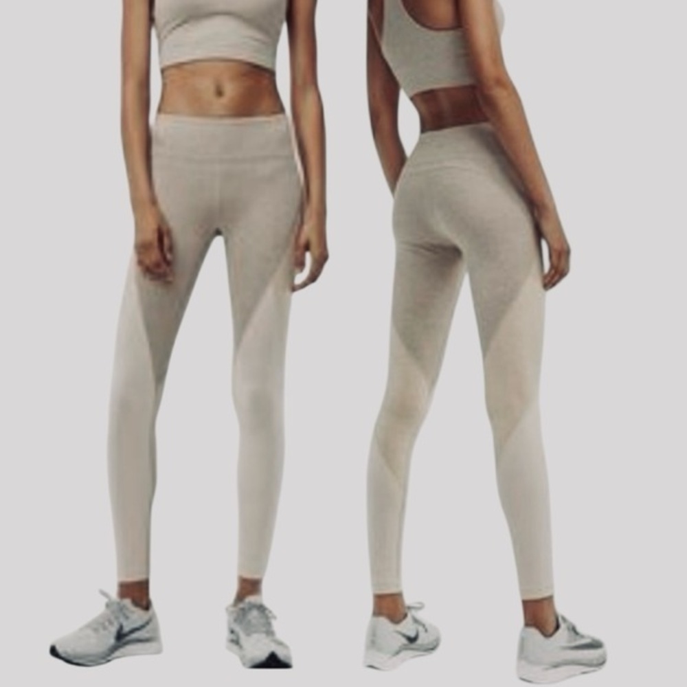 Aritzia The Constant Relay Panel Pant and Tank Set Heathered Oatmeal / Cream S
